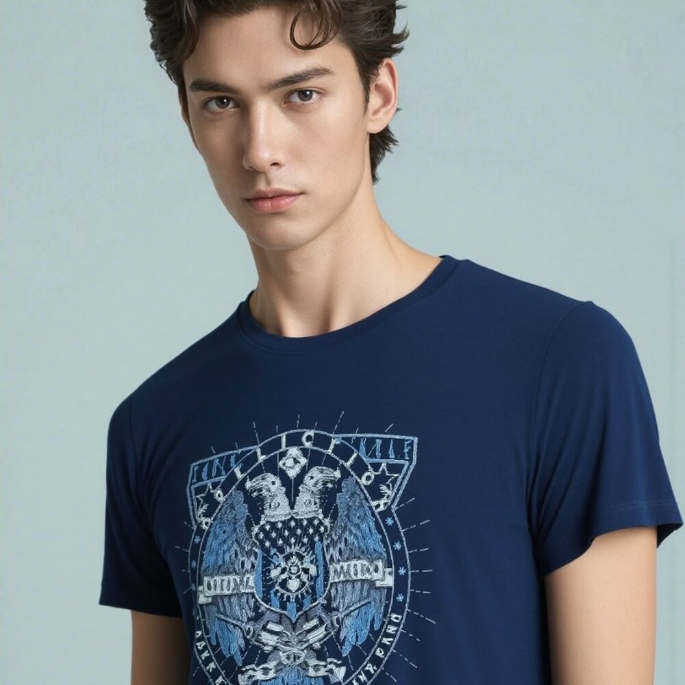 AFFLICTION T-Shirt S/S CK CROSSED TEE Blue Warrior Patriot
